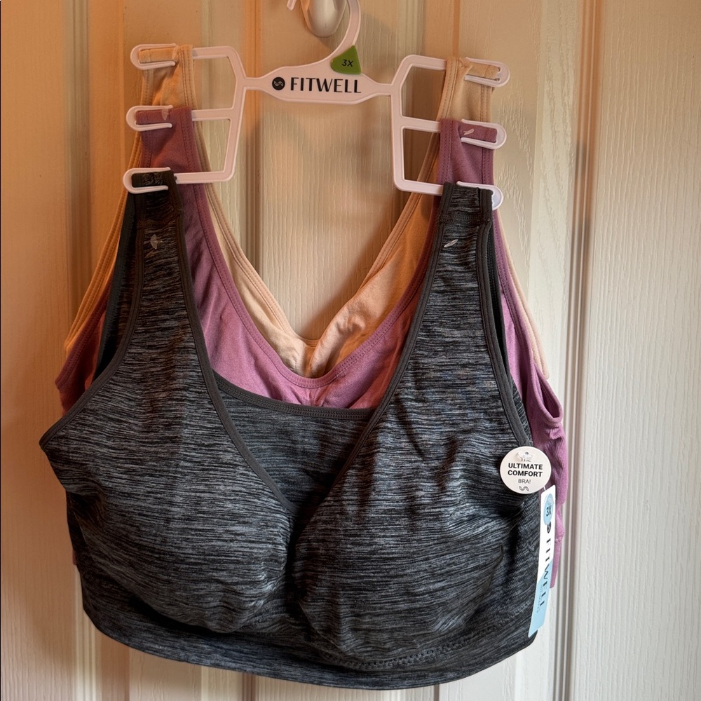 NWT SET OF THREE FITWELL WIRELESS COMFORT BRAS